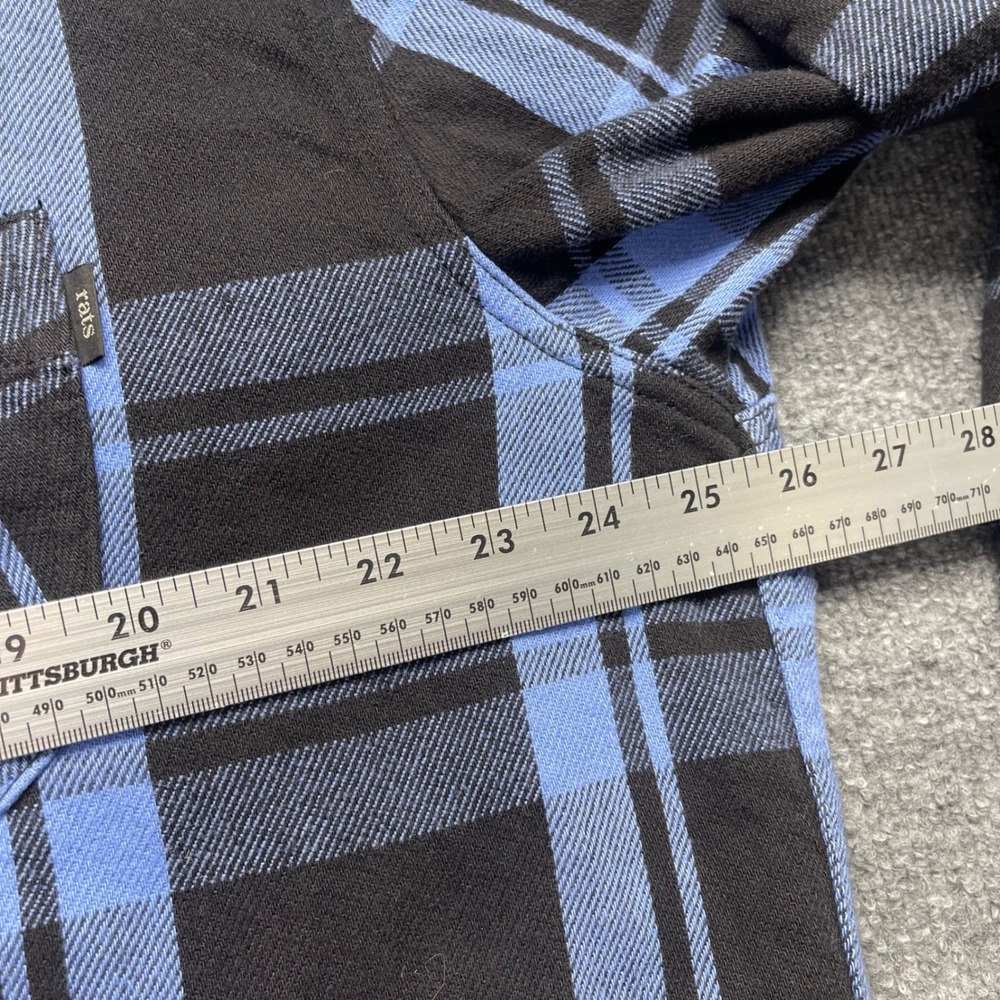 RATS Darkside Initiative Flannel Shirt Mens XXL Black Blue Plaid Long Sleeve - Picture 4 of 6